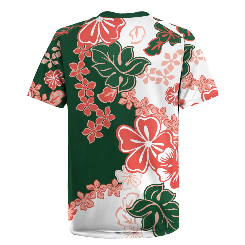 Green Orange Hibiscus Plumeria Floral Rugby Jersey LT01 - Polynesian Pride