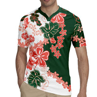 Green Orange Hibiscus Plumeria Floral Rugby Jersey LT01 - Polynesian Pride