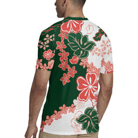 Green Orange Hibiscus Plumeria Floral Rugby Jersey LT01 - Polynesian Pride