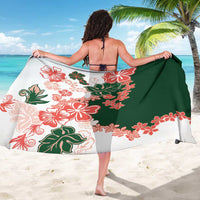 Green Orange Hibiscus Plumeria Floral Sarong LT01 - Polynesian Pride