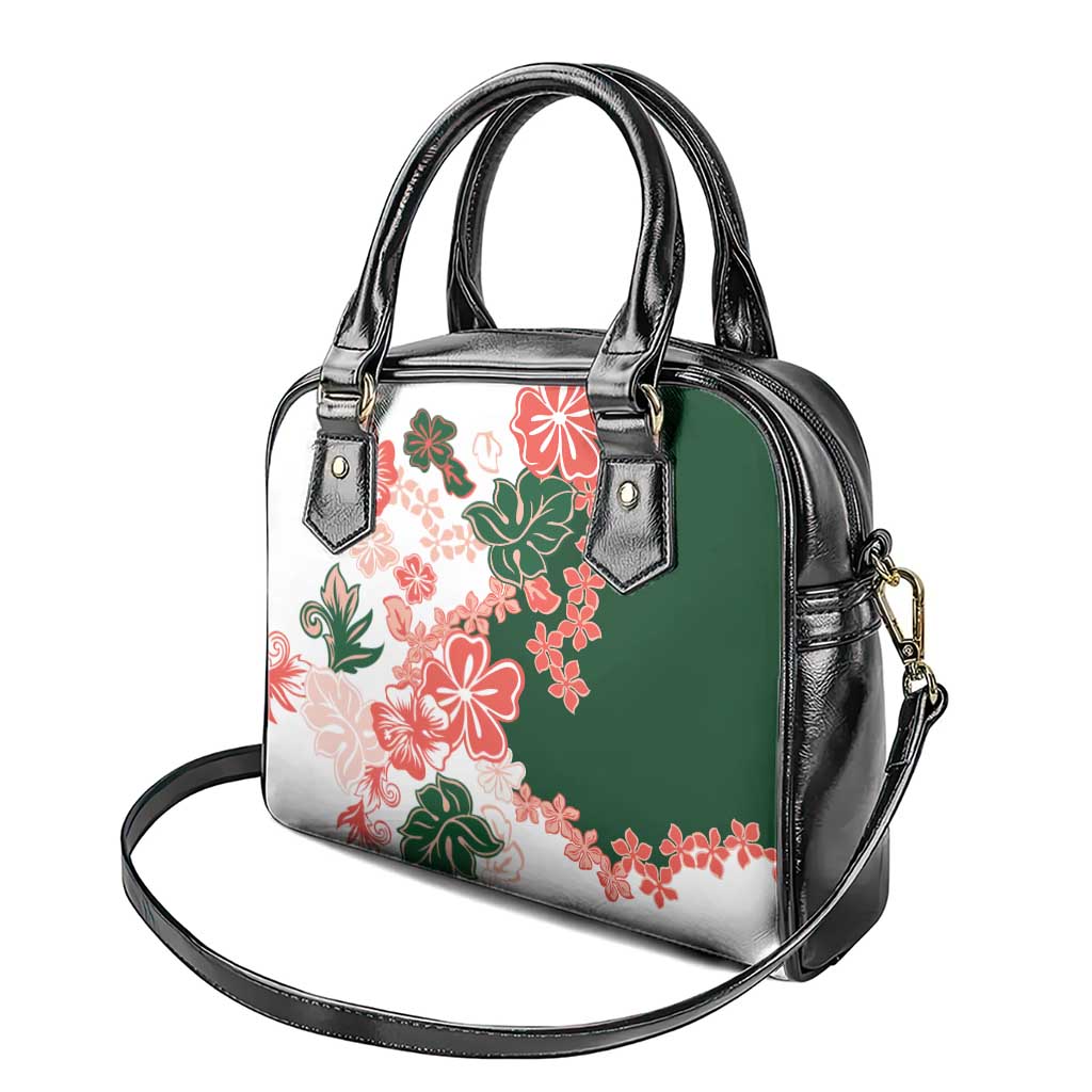 Green Orange Hibiscus Plumeria Floral Shoulder Handbag LT01 - Polynesian Pride