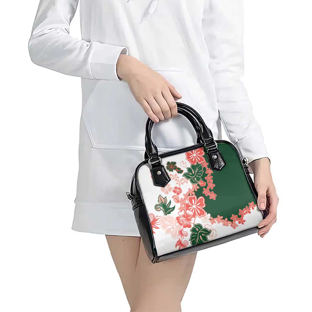 Green Orange Hibiscus Plumeria Floral Shoulder Handbag LT01 - Polynesian Pride