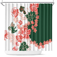Green Orange Hibiscus Plumeria Floral Shower Curtain LT01 Orange - Polynesian Pride