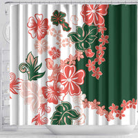 Green Orange Hibiscus Plumeria Floral Shower Curtain LT01 - Polynesian Pride