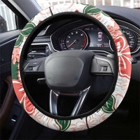 Green Orange Hibiscus Plumeria Floral Steering Wheel Cover LT01 - Polynesian Pride