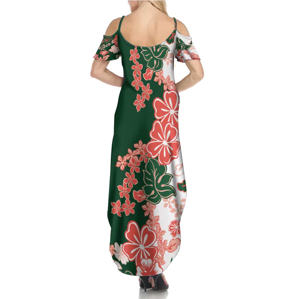 Green Orange Hibiscus Plumeria Floral Summer Maxi Dress LT01 - Polynesian Pride