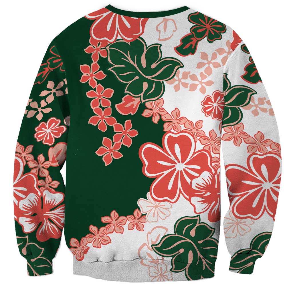 Green Orange Hibiscus Plumeria Floral Sweatshirt LT01 - Polynesian Pride