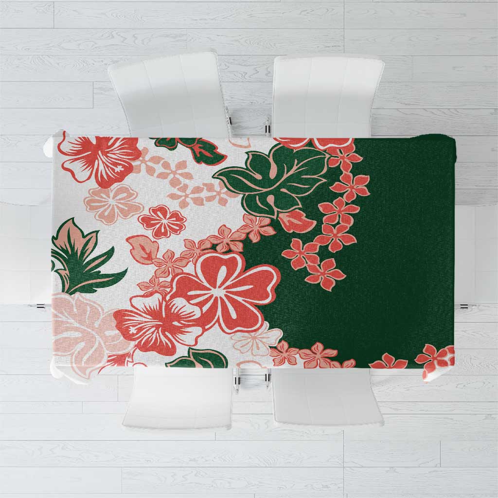 Green Orange Hibiscus Plumeria Floral Tablecloth LT01 Orange - Polynesian Pride