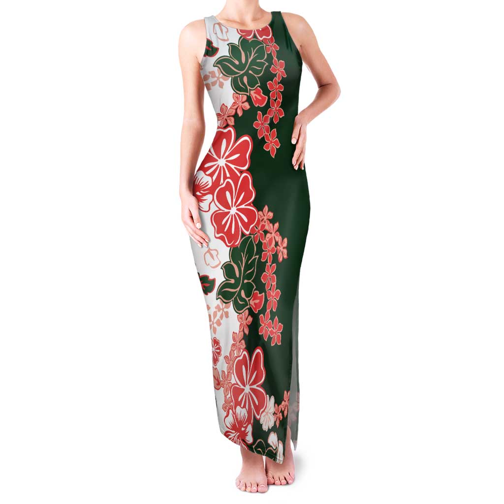 Green Orange Hibiscus Plumeria Floral Tank Maxi Dress LT01 Women Orange - Polynesian Pride