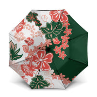 Green Orange Hibiscus Plumeria Floral Umbrella LT01 One Size Folded 11.42 inch Opened Diameter 37.4 inch Orange - Polynesian Pride