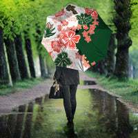 Green Orange Hibiscus Plumeria Floral Umbrella LT01 - Polynesian Pride