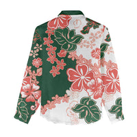 Green Orange Hibiscus Plumeria Floral Women Casual Shirt LT01 - Polynesian Pride