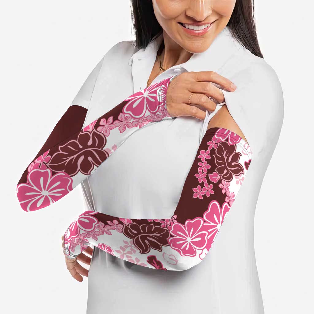 Pink Hibiscus Plumeria Floral Arm Sleeves LT01 - Polynesian Pride