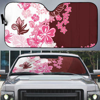Pink Hibiscus Plumeria Floral Auto Sun Shade LT01 Pink - Polynesian Pride