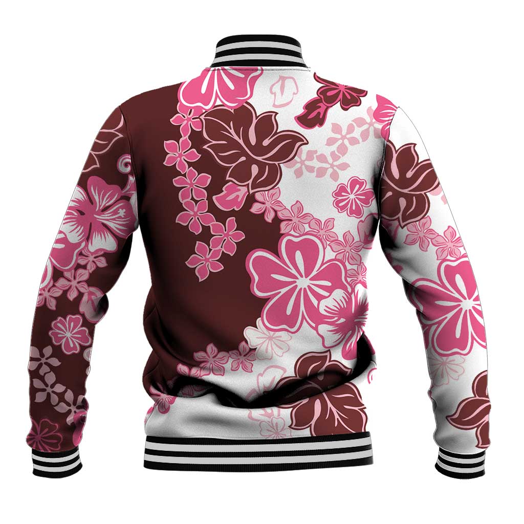 Pink Hibiscus Plumeria Floral Baseball Jacket LT01 - Polynesian Pride