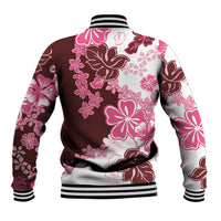 Pink Hibiscus Plumeria Floral Baseball Jacket LT01 - Polynesian Pride