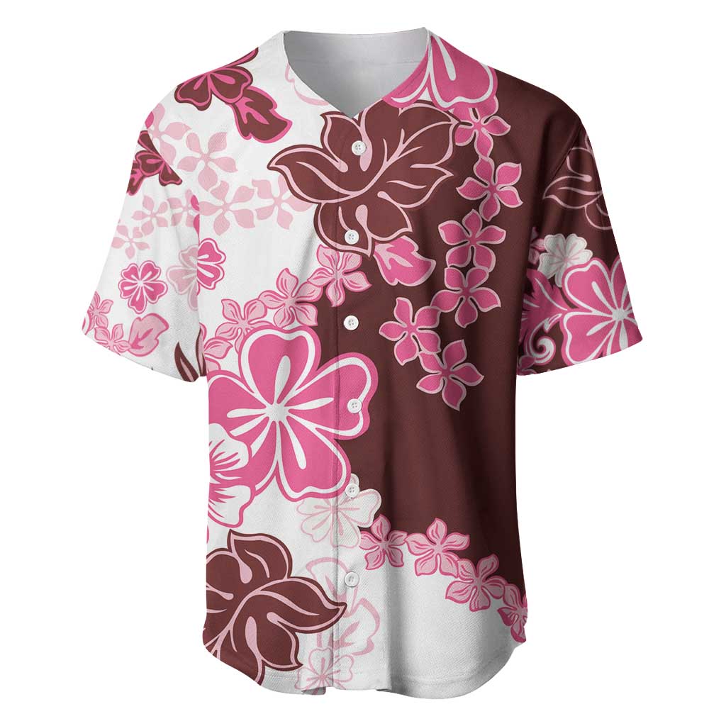 Pink Hibiscus Plumeria Floral Baseball Jersey LT01 Pink - Polynesian Pride