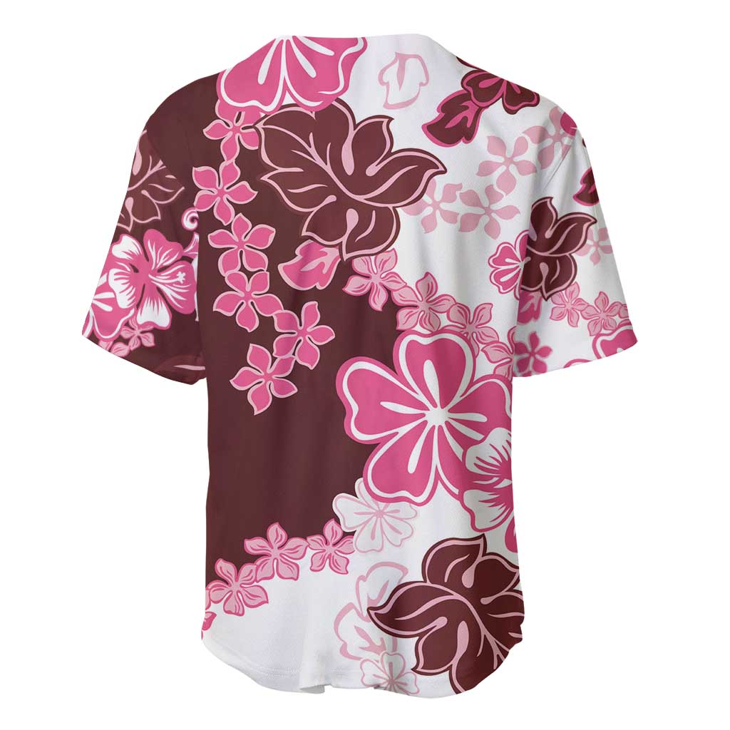 Pink Hibiscus Plumeria Floral Baseball Jersey LT01 - Polynesian Pride