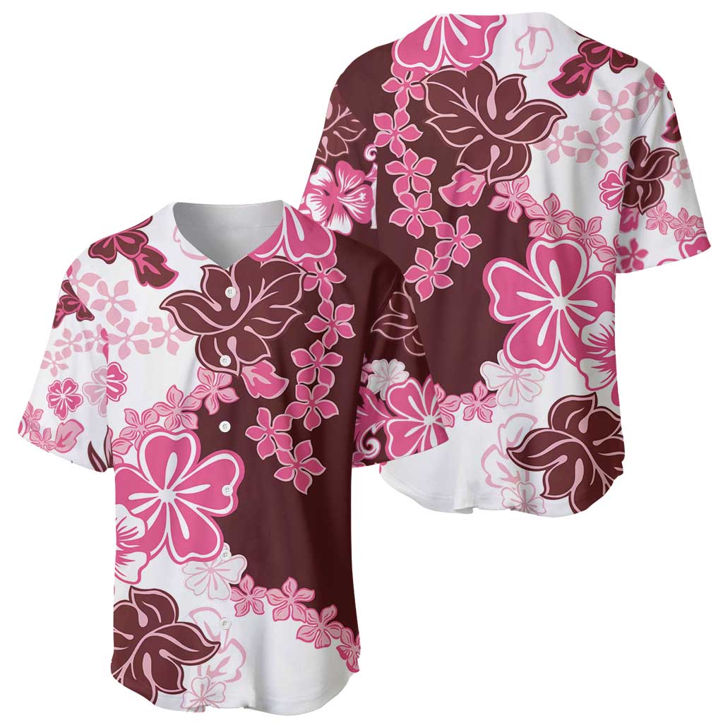 Pink Hibiscus Plumeria Floral Baseball Jersey LT01 - Polynesian Pride