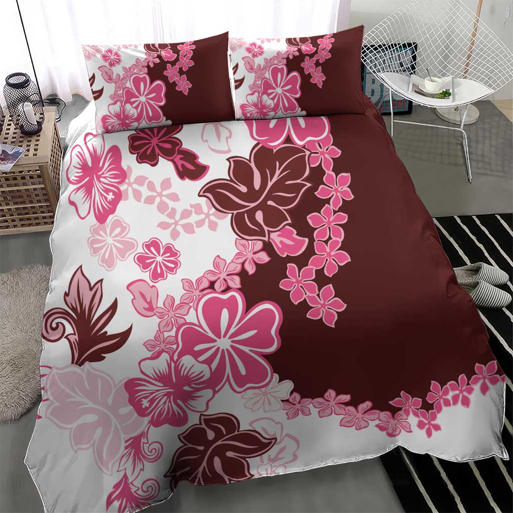 Pink Hibiscus Plumeria Floral Bedding Set LT01 - Polynesian Pride
