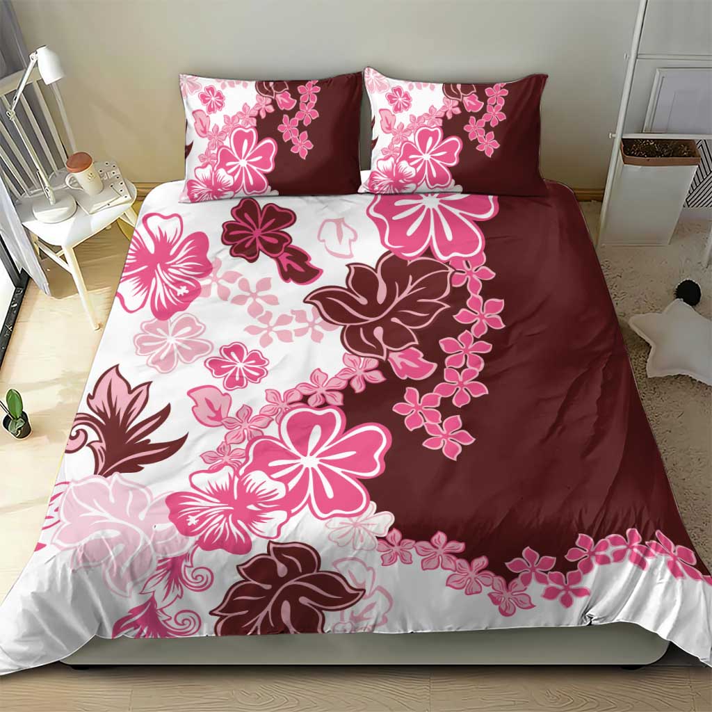 Pink Hibiscus Plumeria Floral Bedding Set LT01 - Polynesian Pride