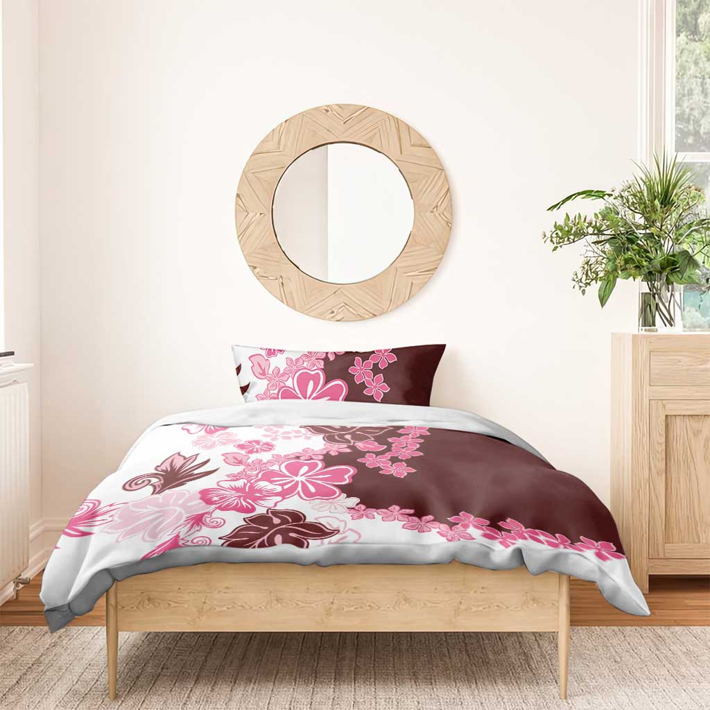 Pink Hibiscus Plumeria Floral Bedding Set LT01 - Polynesian Pride