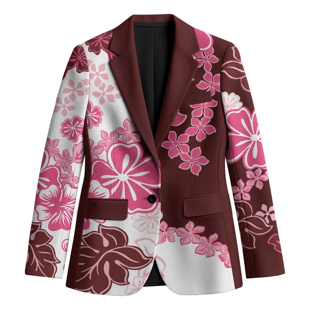 Pink Hibiscus Plumeria Floral Blazer LT01 Unisex Pink - Polynesian Pride