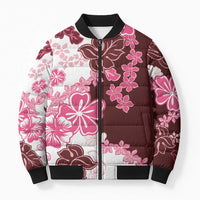 Pink Hibiscus Plumeria Floral Bomber Puffer Jacket LT01 Pink - Polynesian Pride