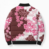 Pink Hibiscus Plumeria Floral Bomber Puffer Jacket LT01 - Polynesian Pride