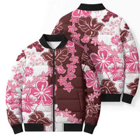 Pink Hibiscus Plumeria Floral Bomber Puffer Jacket LT01 - Polynesian Pride