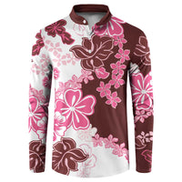 Pink Hibiscus Plumeria Floral Button Sweatshirt LT01 Pink - Polynesian Pride