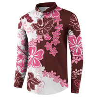 Pink Hibiscus Plumeria Floral Button Sweatshirt LT01 - Polynesian Pride