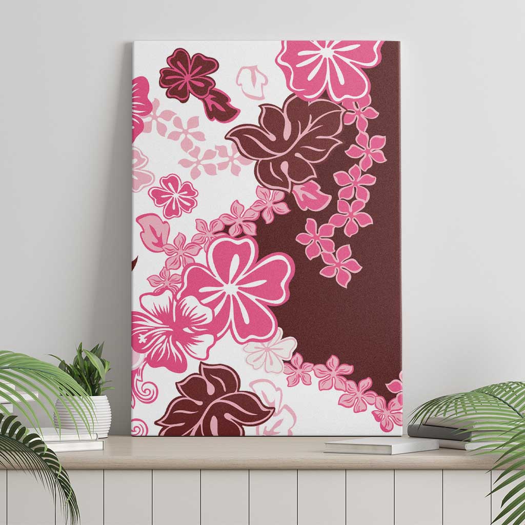 Pink Hibiscus Plumeria Floral Canvas Wall Art LT01 - Polynesian Pride