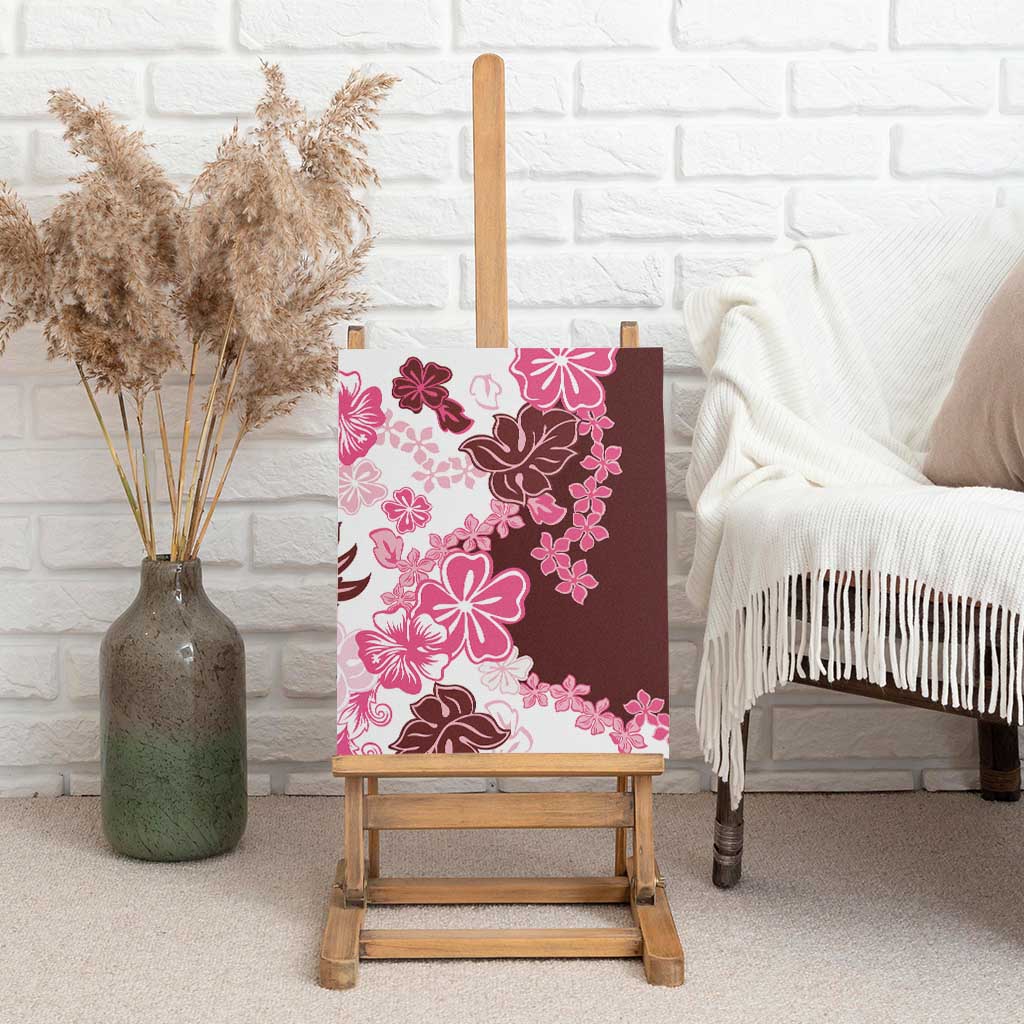 Pink Hibiscus Plumeria Floral Canvas Wall Art LT01 - Polynesian Pride