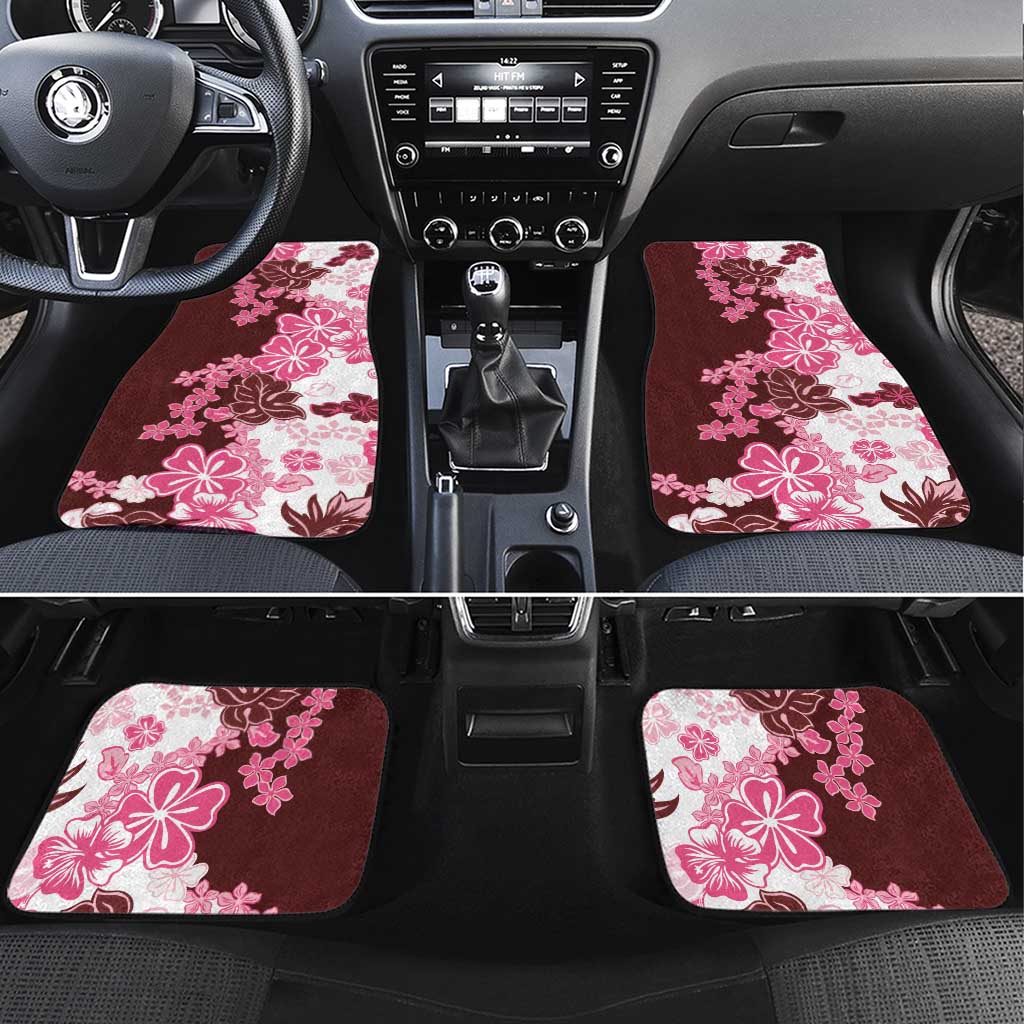 Pink Hibiscus Plumeria Floral Car Mats LT01 Set 4pcs Pink - Polynesian Pride