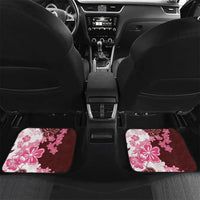 Pink Hibiscus Plumeria Floral Car Mats LT01 Set 2pcs - Back Pink - Polynesian Pride