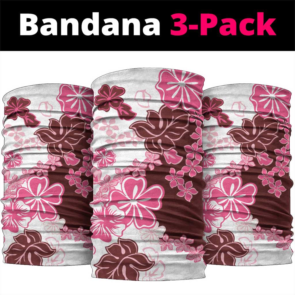 Pink Hibiscus Plumeria Floral Neck Gaiter LT01 package One Size: 25*50cm Pink - Polynesian Pride