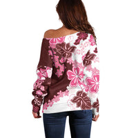 Pink Hibiscus Plumeria Floral Off Shoulder Sweater LT01 - Polynesian Pride