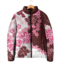 Pink Hibiscus Plumeria Floral Padded Jacket LT01 - Polynesian Pride