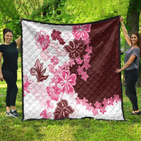 Pink Hibiscus Plumeria Floral Quilt LT01 - Polynesian Pride