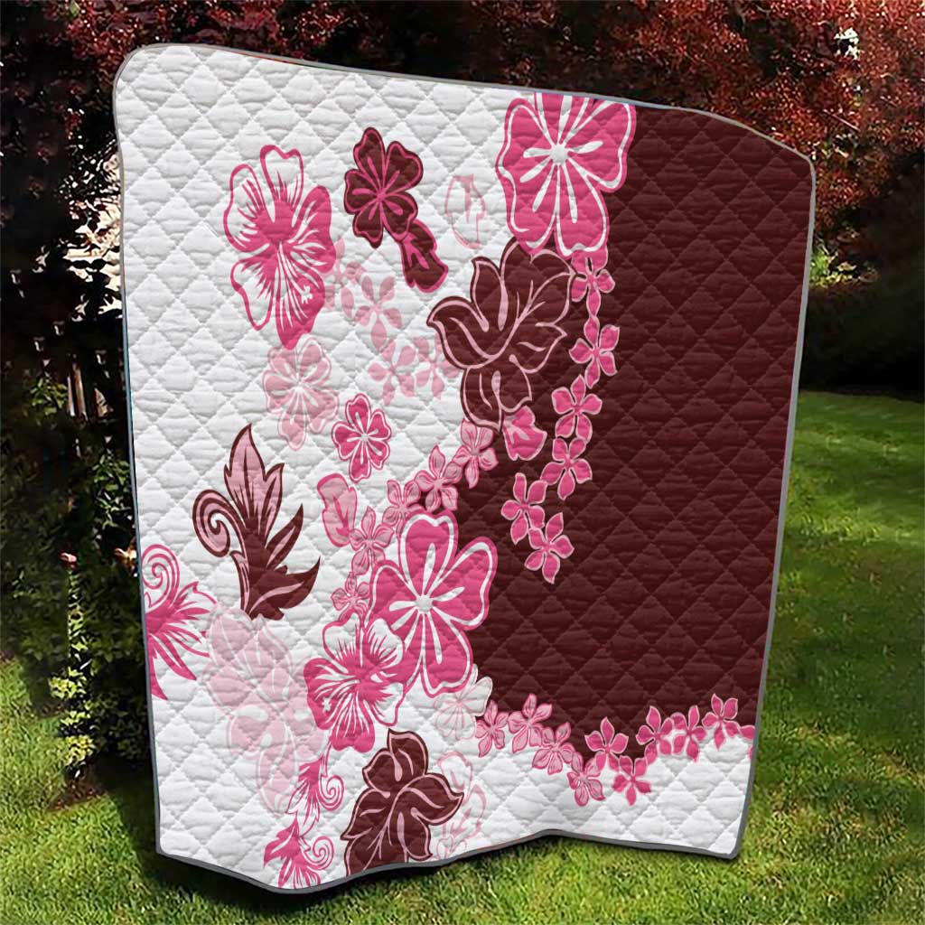 Pink Hibiscus Plumeria Floral Quilt LT01 - Polynesian Pride