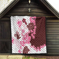 Pink Hibiscus Plumeria Floral Quilt LT01 - Polynesian Pride