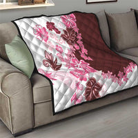 Pink Hibiscus Plumeria Floral Quilt LT01 - Polynesian Pride