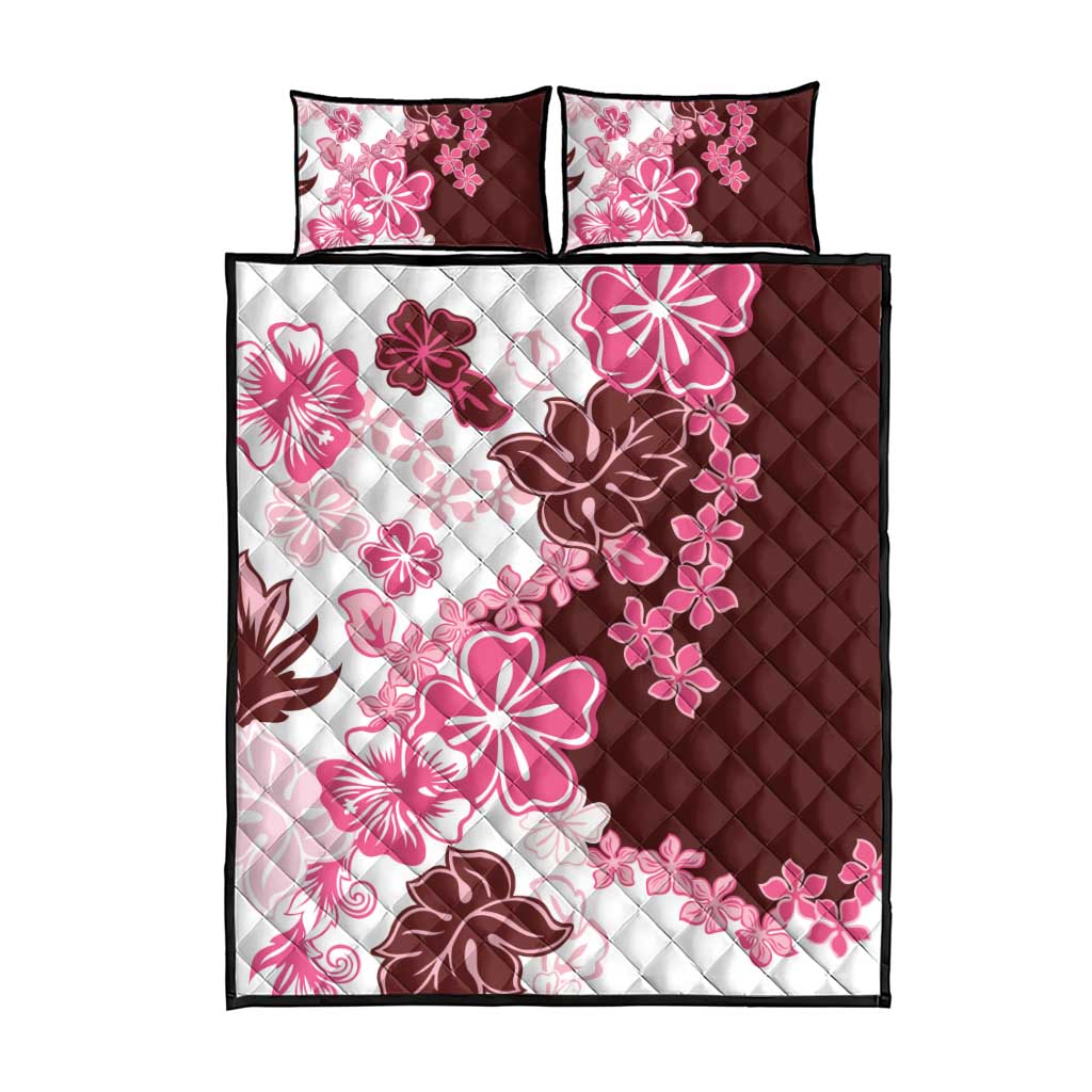 Pink Hibiscus Plumeria Floral Quilt Bed Set LT01 - Polynesian Pride