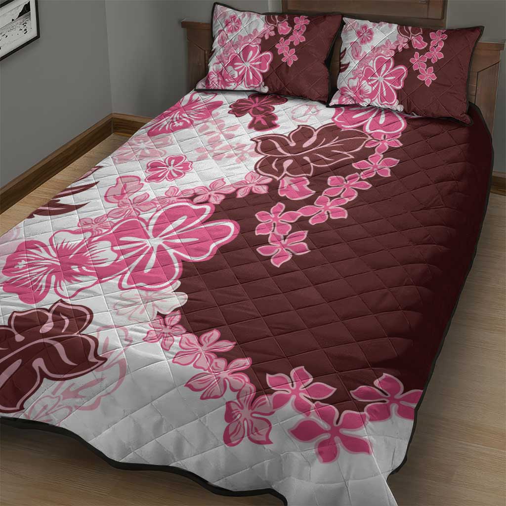 Pink Hibiscus Plumeria Floral Quilt Bed Set LT01 - Polynesian Pride