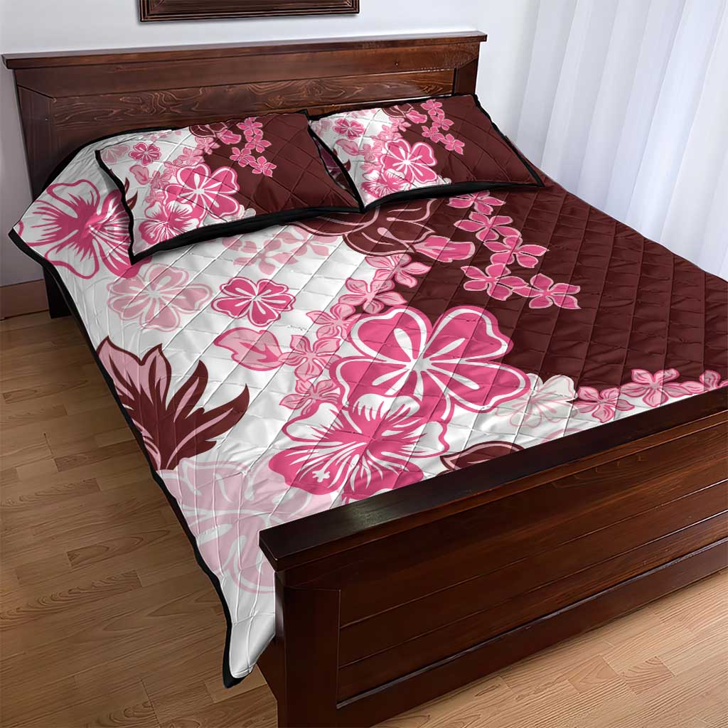 Pink Hibiscus Plumeria Floral Quilt Bed Set LT01 - Polynesian Pride