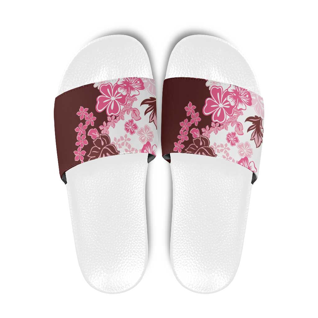 Pink Hibiscus Plumeria Floral Slide Sandals LT01 Pink - Polynesian Pride