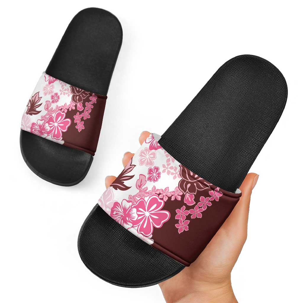 Pink Hibiscus Plumeria Floral Slide Sandals LT01 - Polynesian Pride