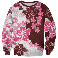 Pink Hibiscus Plumeria Floral Sweatshirt LT01 Unisex Pink - Polynesian Pride
