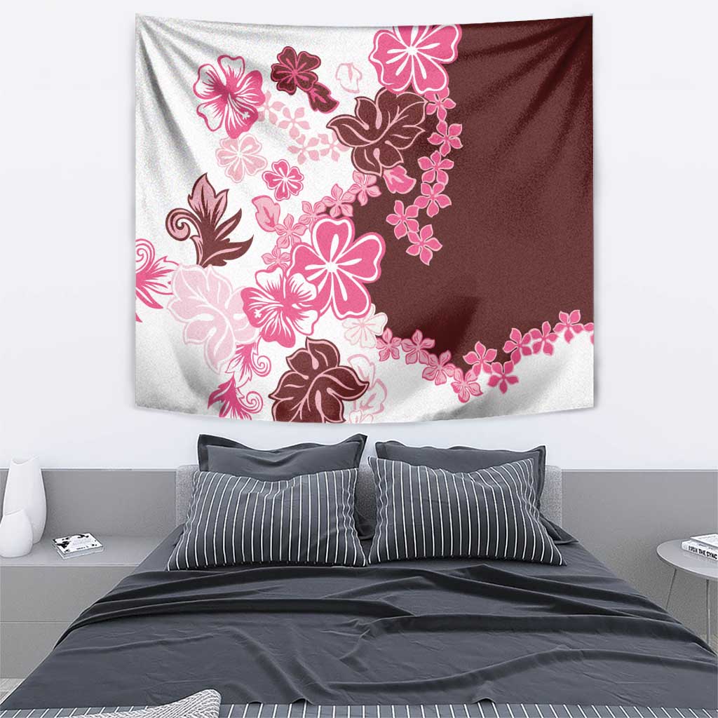 Pink Hibiscus Plumeria Floral Tapestry LT01 - Polynesian Pride